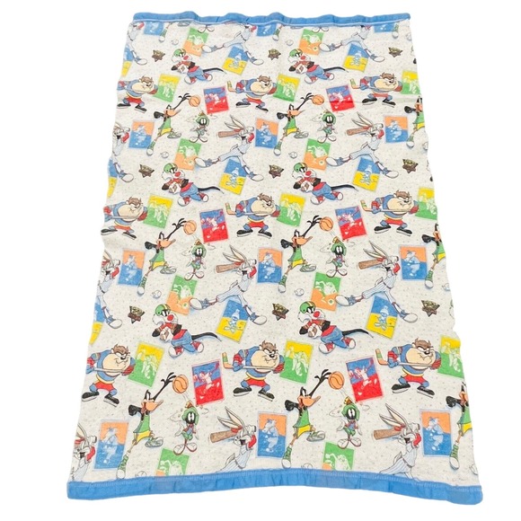 Vintage Looney Tunes‎ Sports Throw Blanket Bugs Taz Marvin Daffy Sylvester 1992 - Picture 1 of 7